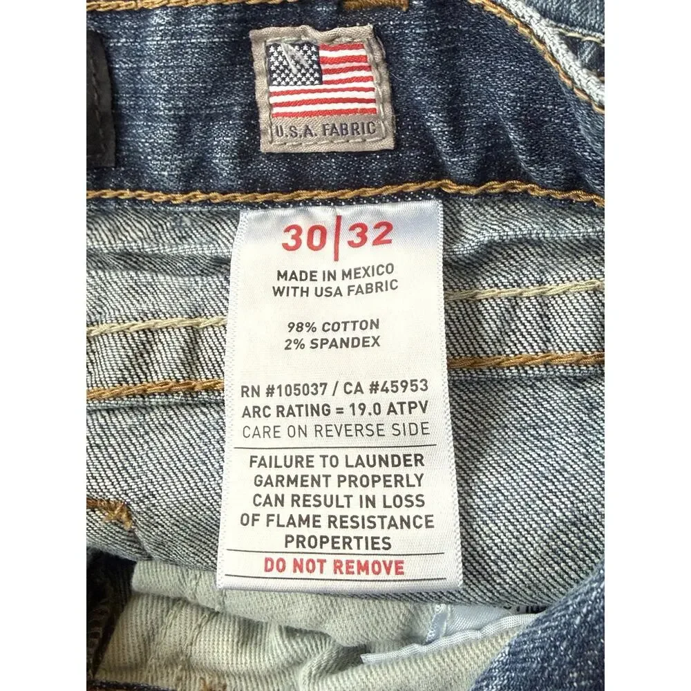 Ariat FR M7 Slim Straight Leg Jeans Mens 30x32 Flame Resistant Blue Denim CAT 2